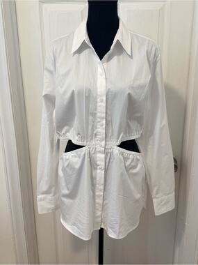 Express white button-up cutout shirt